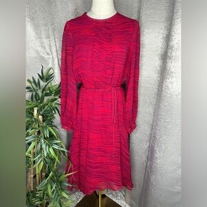 NWT Joie Zelena 100% Silk Long Sleeve Dress Zebra Print in Hibiscus Sz S